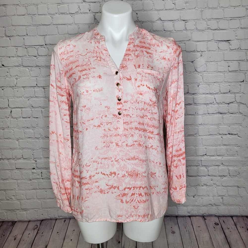 Spense Pink and Peach Batik Tie Dye Blouse Size S